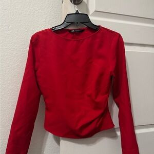 Zara Women's Red Long Sleeve Top